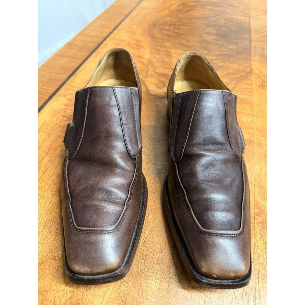 Vtg Mezlan Men’s 8 Grant Brown Leather Pointed Toe Slip On Dress Shoes Loafers